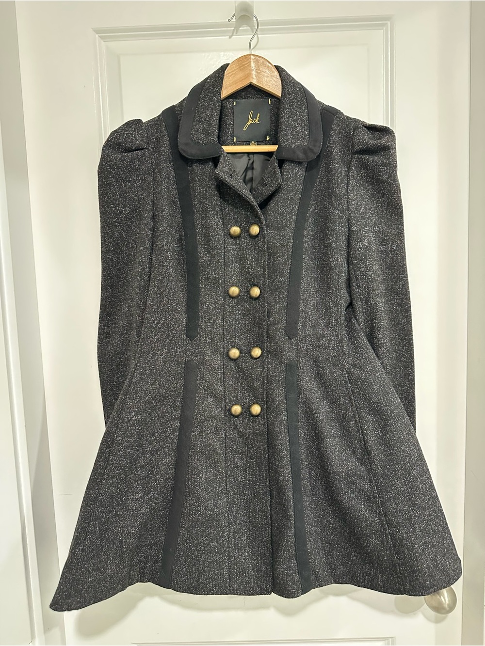 Jack by BB Dakota Dark Charcoal Military Coat Pea Coat Academia Size Small - Picture 6 of 13